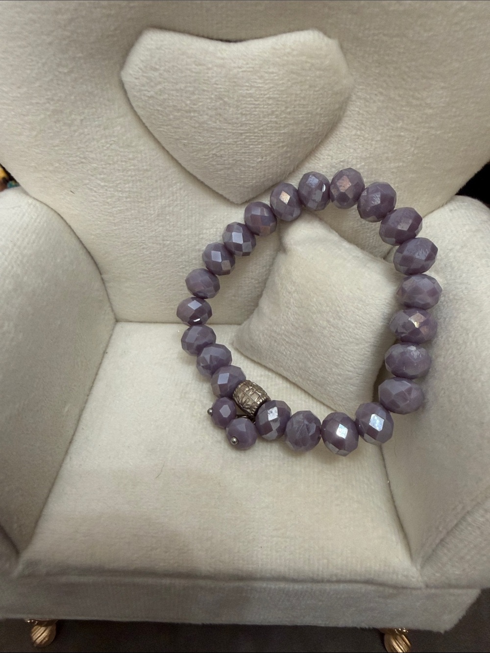 Lavender Faceted Glads Bead Stretch Bracelet